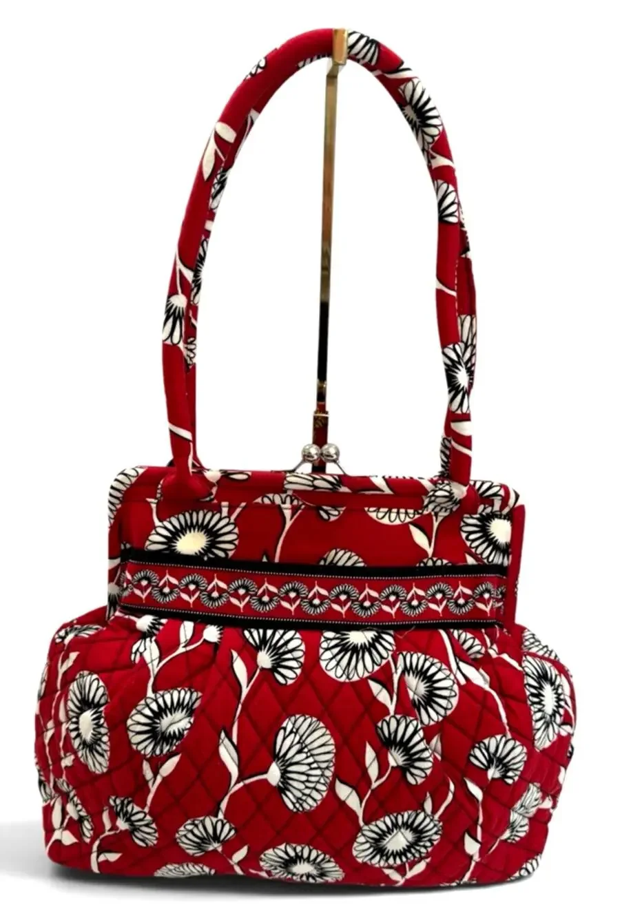 Vera Bradley Deco Daisy Red Eloise Kiss Lock Frame Bag Retired 2011 Floral
